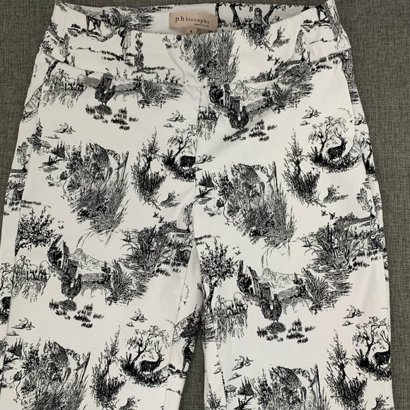 Philosophy Republic Clothing Pants Farm Animal Country Print Small off White Mid - Picture 2 of 16